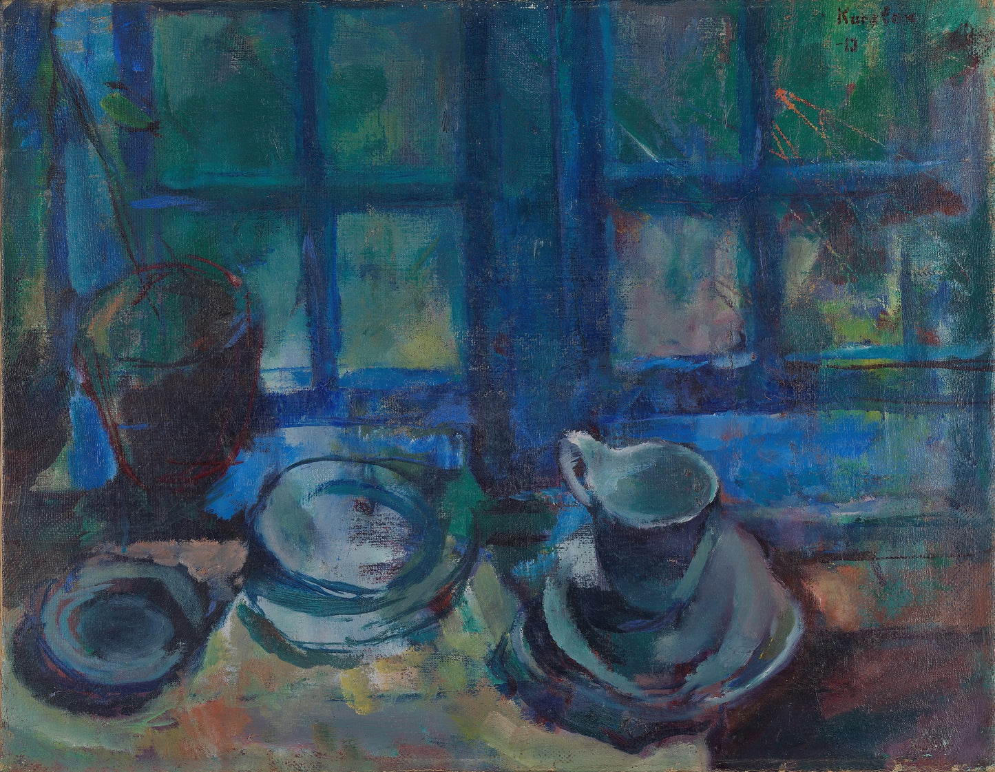 The Blue Kitchen by Ludwig Karsten,16x12(A3) Poster