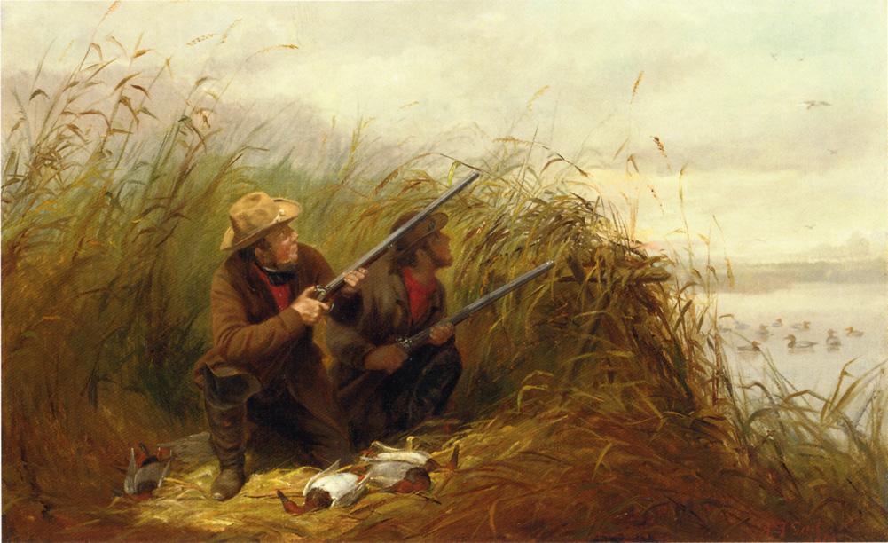 Duck Shooting with Decoys, vintage artwork by Arthur Fitzwilliam Tait, A3 (16x12") Poster Print