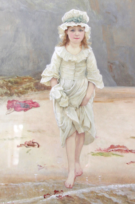 Girl on the Beach, vintage artwork by Edward Killingworth Johnson, 12x8" (A4) Poster