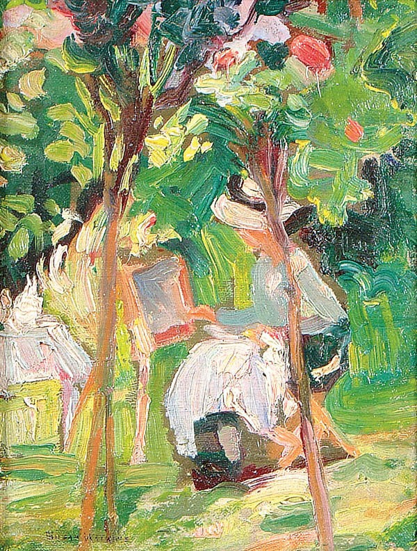 Sketching in the Garden, vintage artwork by Susan Watkins, 12x8" (A4) Poster