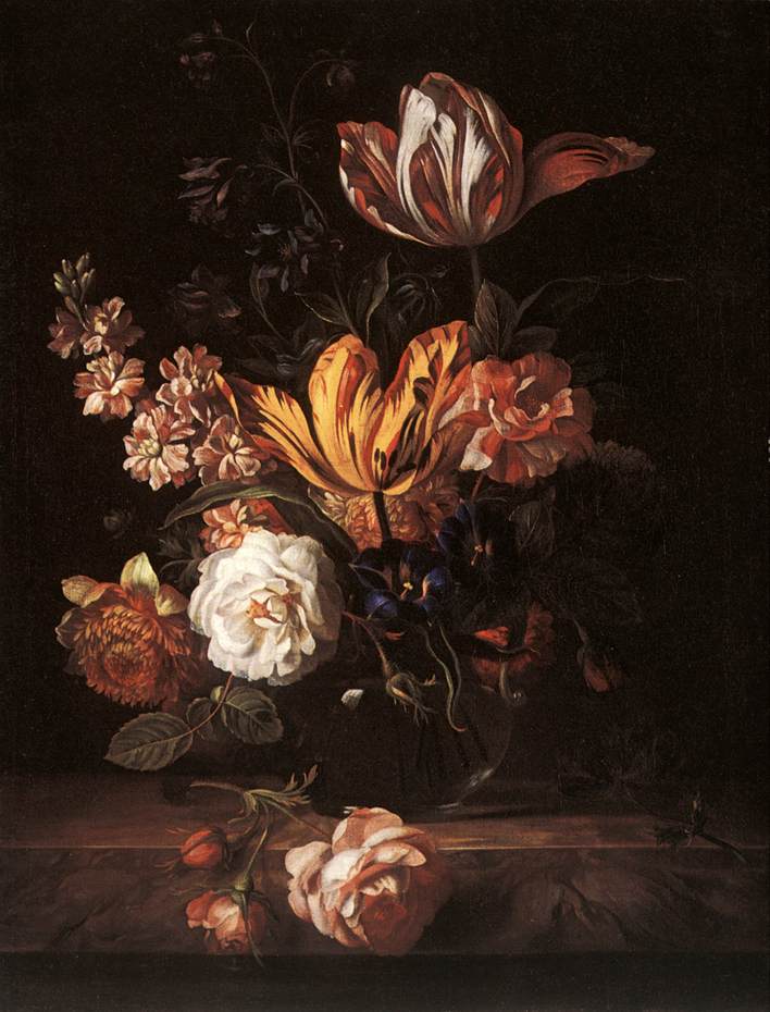 Flower Still-life, vintage artwork by Jakob Bogdány, 12x8" (A4) Poster