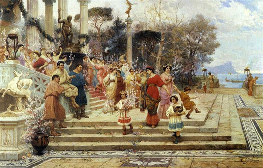 Celebration of Spring, vintage artwork by Edouardo Ettore Forti, 12x8" (A4) Poster