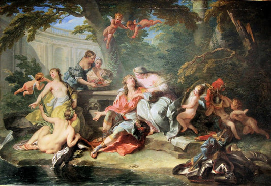 Rinaldo in Armida's Palace, vintage artwork by Jean-Baptiste Van Loo, 12x8" (A4) Poster