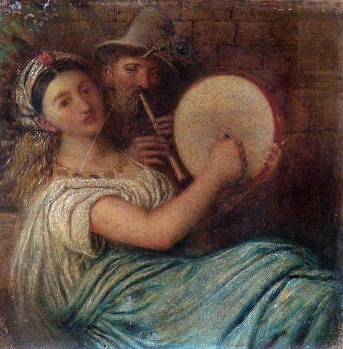 Woman with a Tambourine, vintage artwork by James Smetham, A3 (16x12") Poster Print