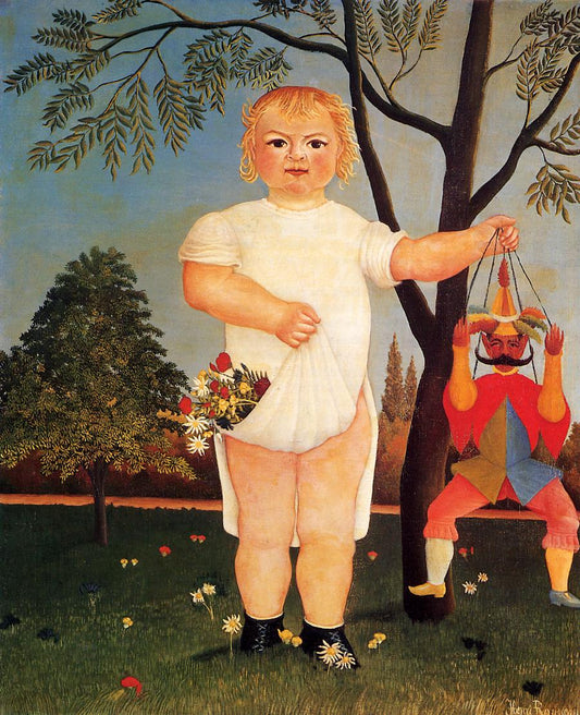 Child with Puppet, vintage artwork by Henri Rousseau, 12x8" (A4) Poster