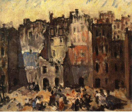 Torn Out Buildings, vintage artwork by Robert Spencer, 12x8" (A4) Poster