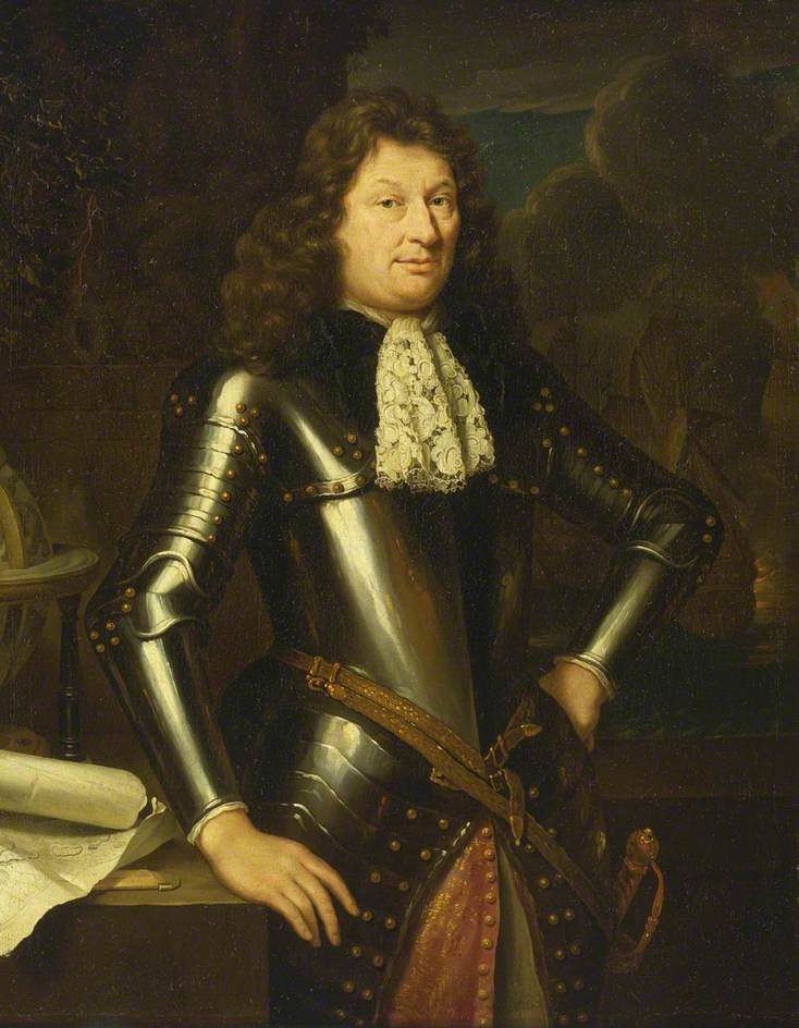 A Dutch Naval Captain c1690, vintage artwork by Dutch School 17th Century - Unknown, 12x8" (A4) Poster