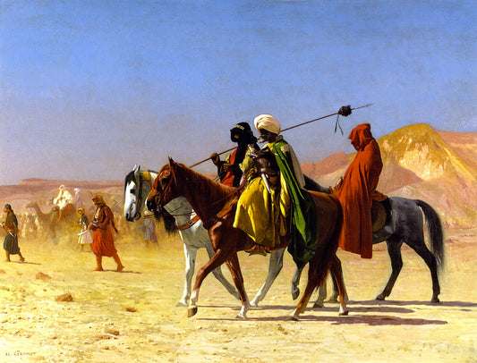 Arabs Crossing the Desert, vintage artwork by Jean-Leon Gerôme, 12x8" (A4) Poster