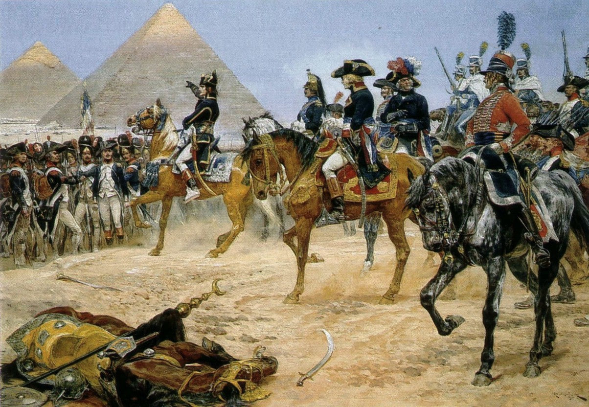 Bonaparte in Egypt, 21st July, 1798, vintage artwork by Richard Caton Woodville the Younger, 12x8" (A4) Poster