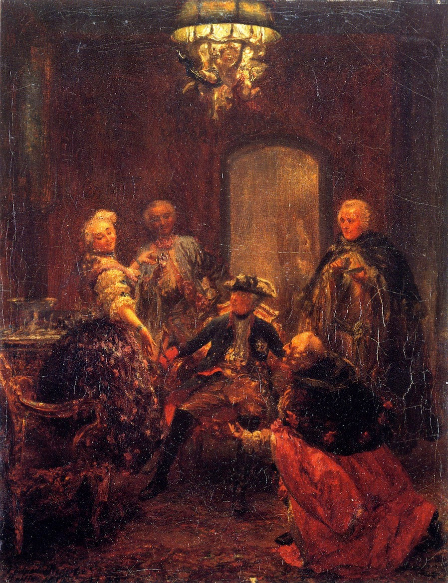 Frederick the Great and the Dancer Barbarina, vintage artwork by Adolph von Menzel, A3 (16x12") Poster Print