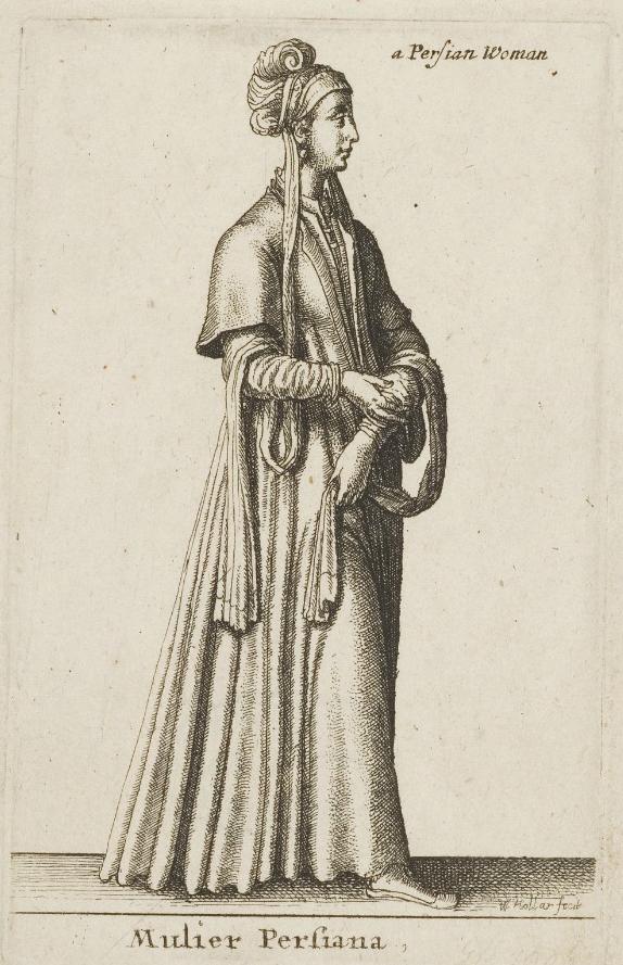 A Persian Woman (Mulier Persiana), vintage artwork by Václav Hollar, 12x8" (A4) Poster