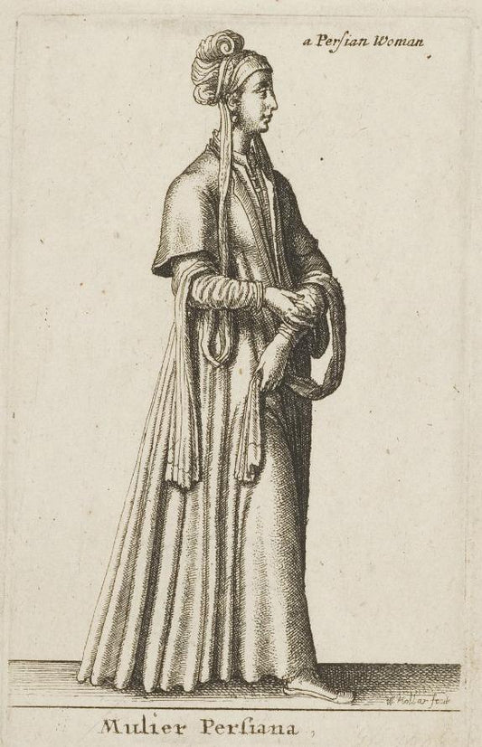 A Persian Woman (Mulier Persiana), vintage artwork by Václav Hollar, 12x8" (A4) Poster