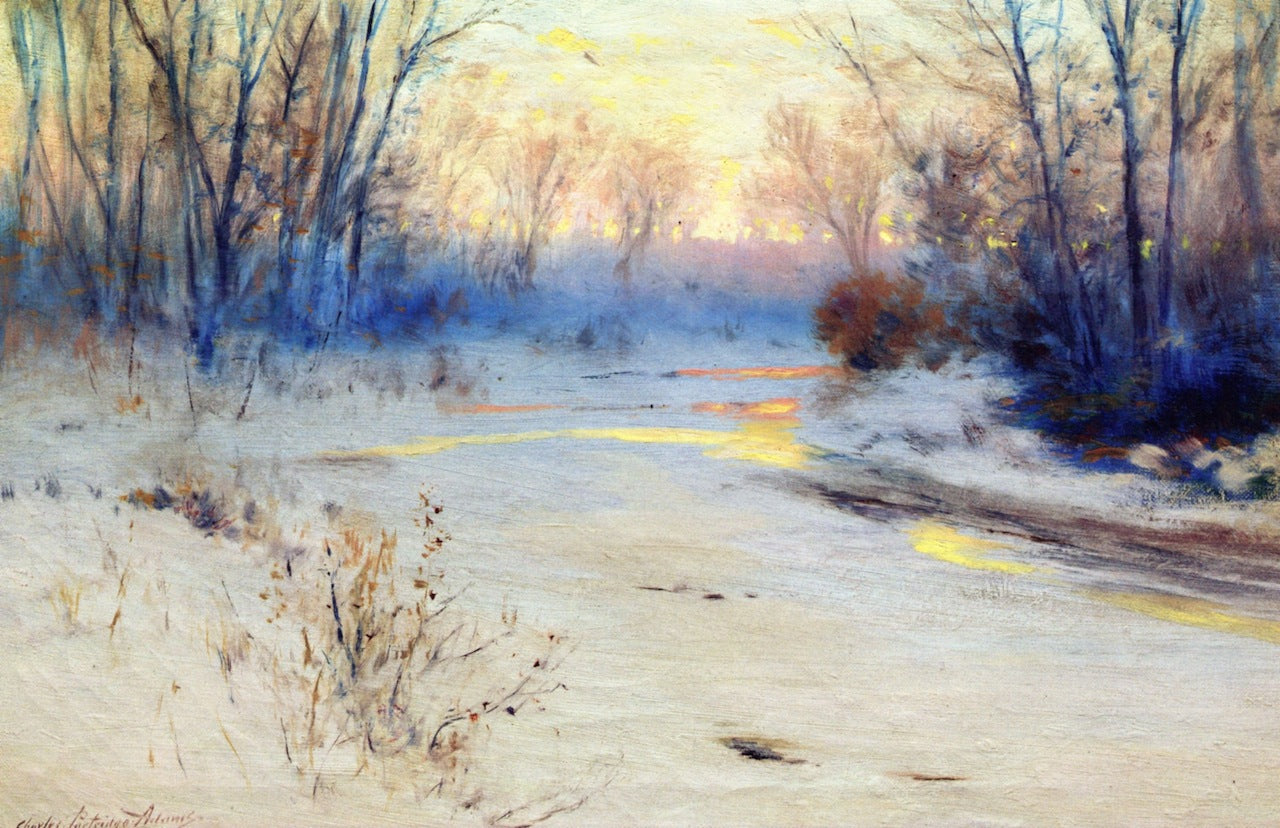 Snowy Sunset, vintage artwork by Charles Partridge Adams, 12x8" (A4) Poster