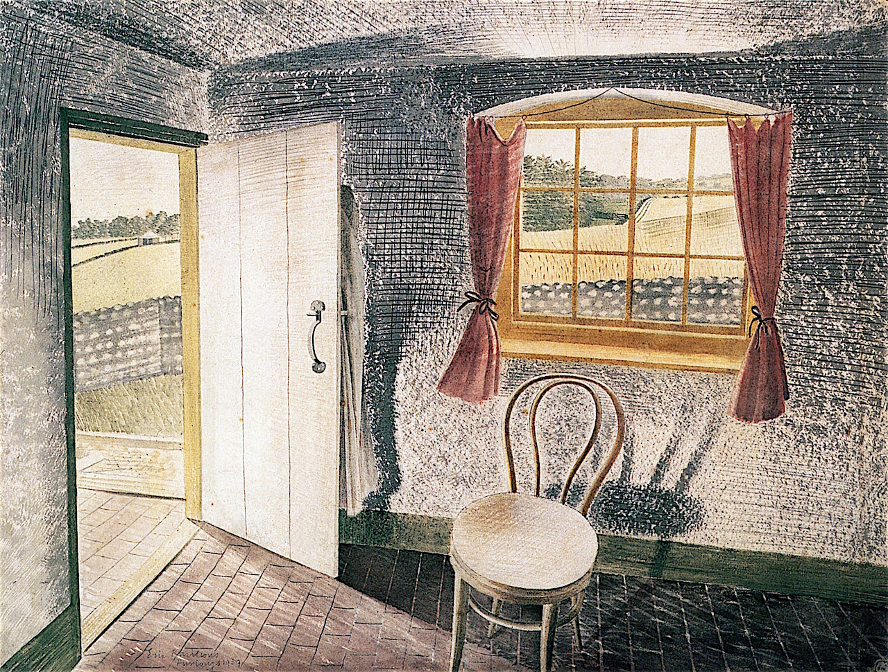 Interior at Furlongs, vintage artwork by Eric Ravilious, 12x8" (A4) Poster