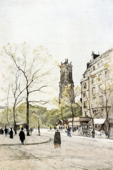 View of the Avenue Victoria, vintage artwork by Henri-Joseph Harpignies, A3 (16x12") Poster Print