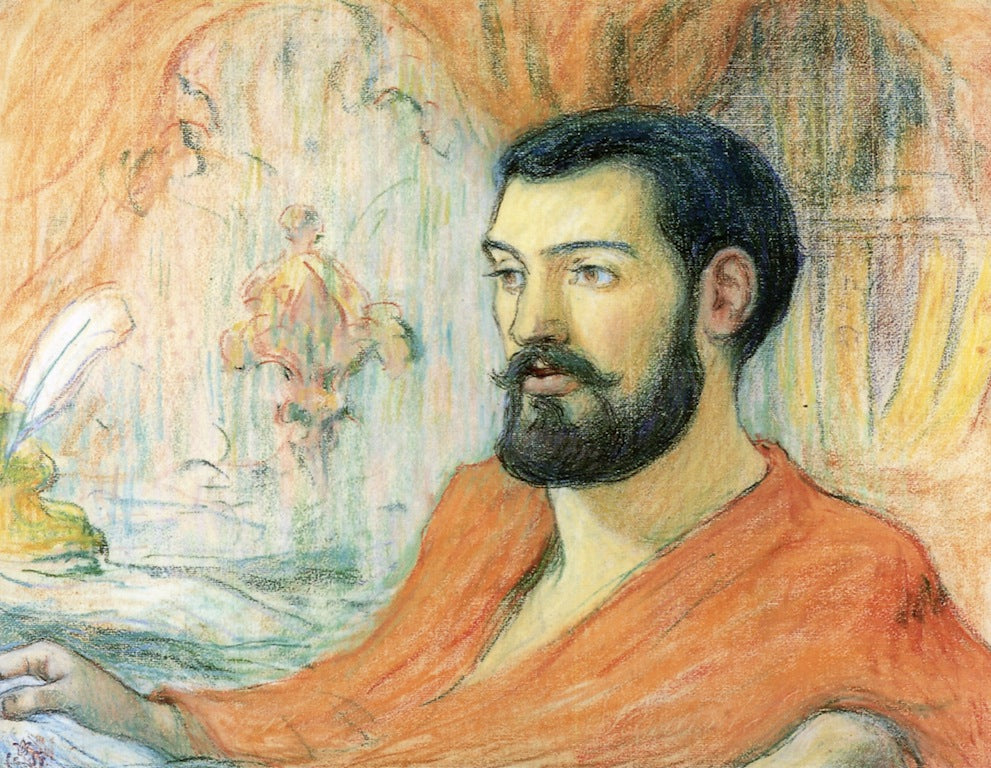 Portrait of Jules Bois, vintage artwork by Claude-Emil Schuffenecker, 12x8" (A4) Poster