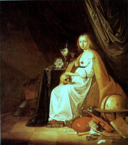 Vanite, portrait presume de Lysbeth van Rijn, vintage artwork by Willem de Poorter, 12x8" (A4) Poster