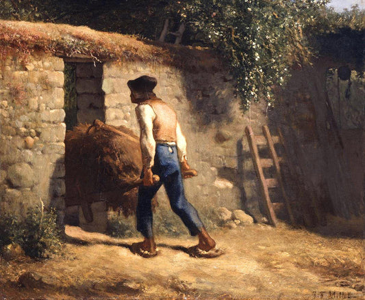 Peasant with Wheelbarrow, vintage artwork by Jean-François Millet, A3 (16x12") Poster Print