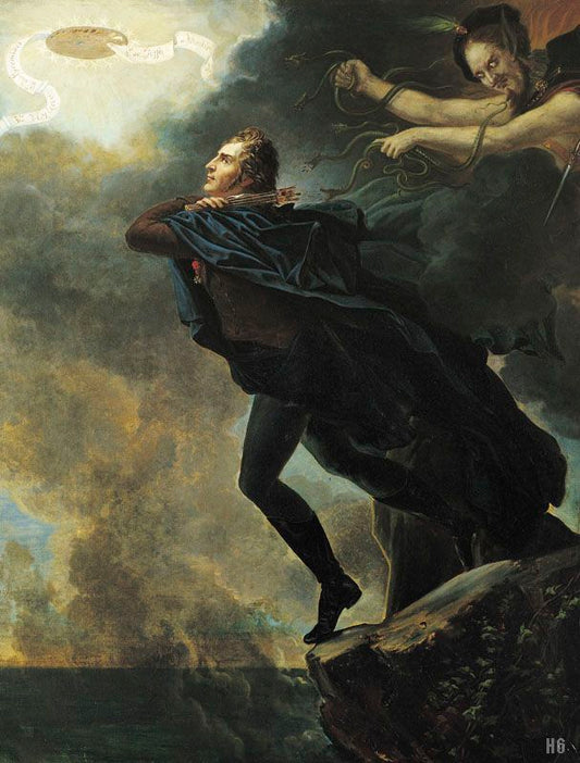 The Baron Rushing into Eternity, vintage artwork by Jacques-Charles Bordier du Bignon, 12x8" (A4) Poster