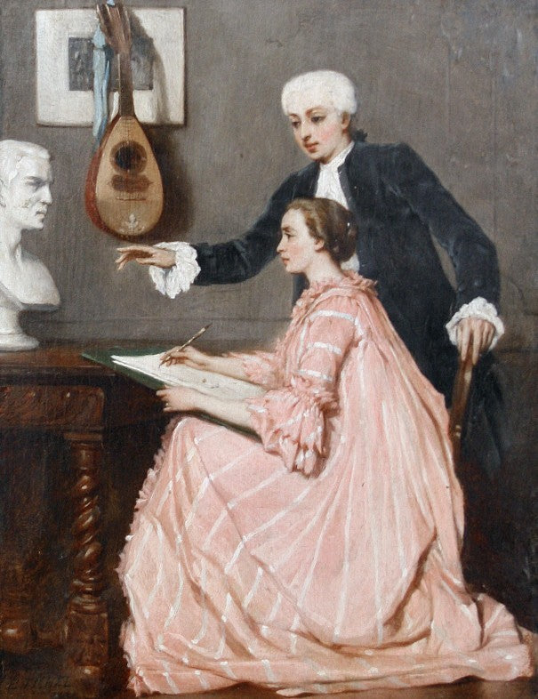 The drawing lesson, vintage artwork by Benjamin Eugene Fichel, 12x8" (A4) Poster