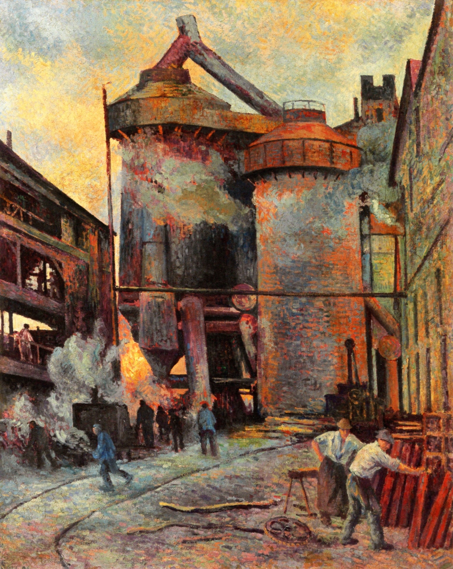 Blast Furnace at Charleroi, vintage artwork by Maximilien Luce, 12x8" (A4) Poster