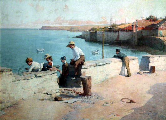 Evening at Padstow, Cornwall, vintage artwork by Sir William Llewellyn, 12x8" (A4) Poster