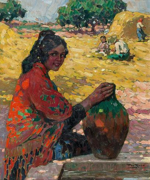 Mujer con Cantaro by Alberto Pla y Rubio,A3(16x12")Poster