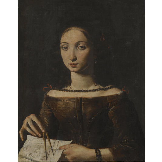 Woman with a Compass, vintage artwork by Pietro Paolini, 12x8" (A4) Poster
