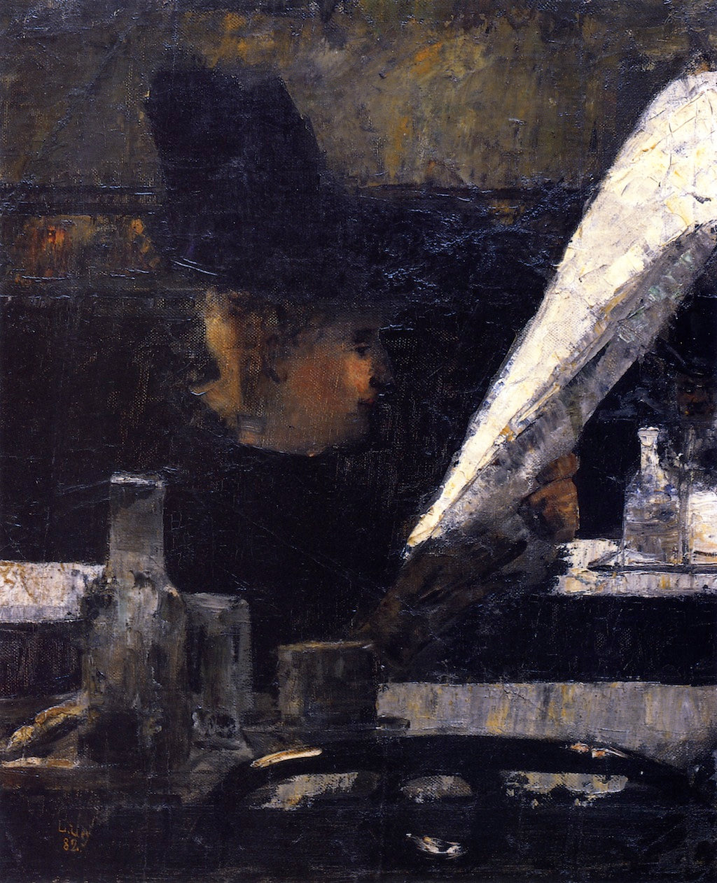 Newspaper Reader in a Cafe by Lesser Ury,A3(16x12")Poster