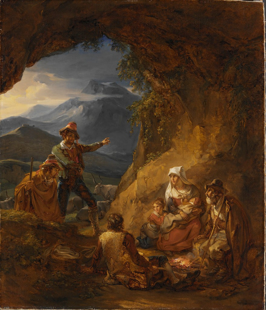 Bandits Entering a Shepherd's Dwelling, vintage artwork by Alexander Laureus, 12x8" (A4) Poster
