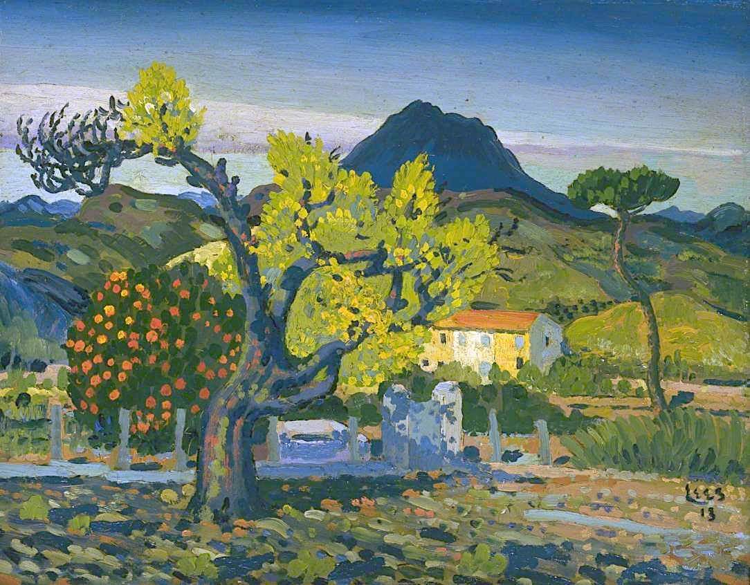 Pear Tree in Blossom, vintage artwork by Derwent Lees, 12x8" (A4) Poster