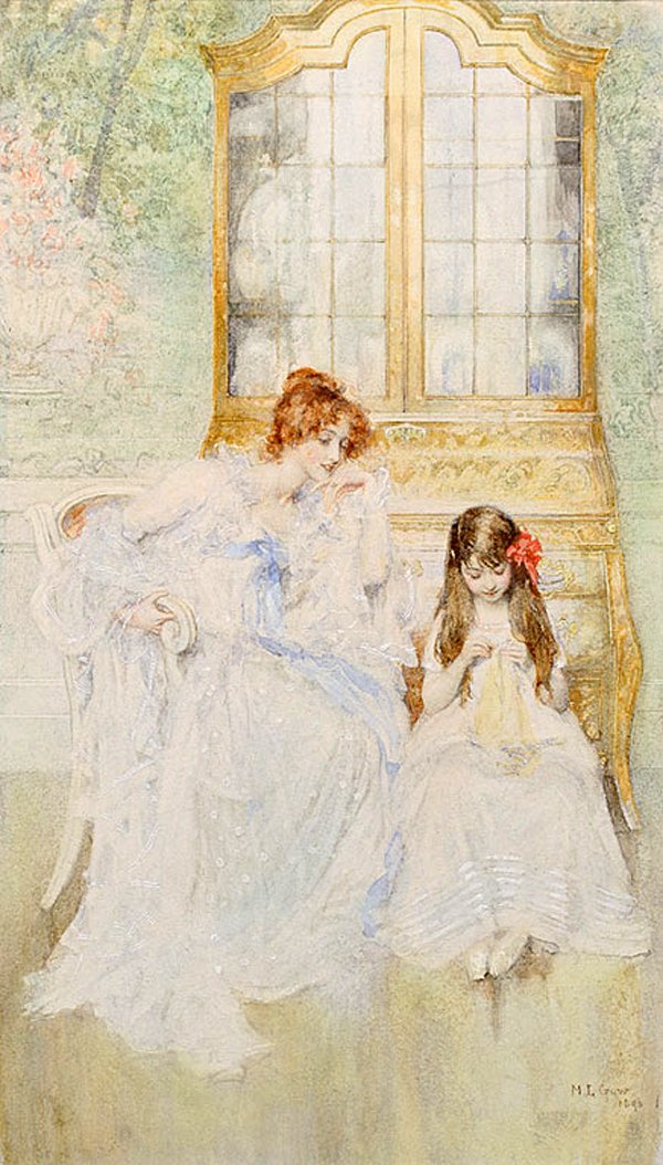 The Sampler, vintage artwork by Mary Louisa Gow, 12x8" (A4) Poster