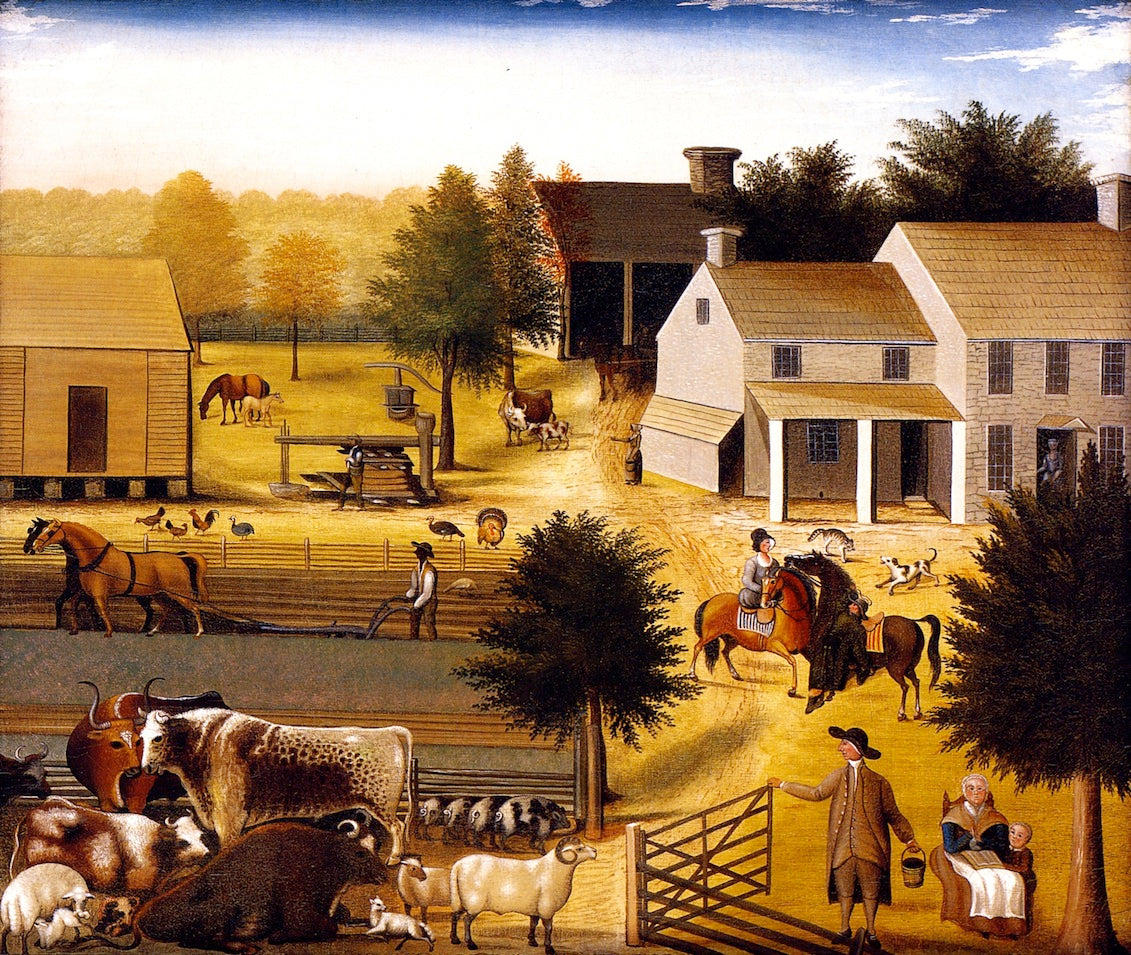 The Residence of David Twining 1787, vintage artwork by Edward Hicks, 12x8" (A4) Poster