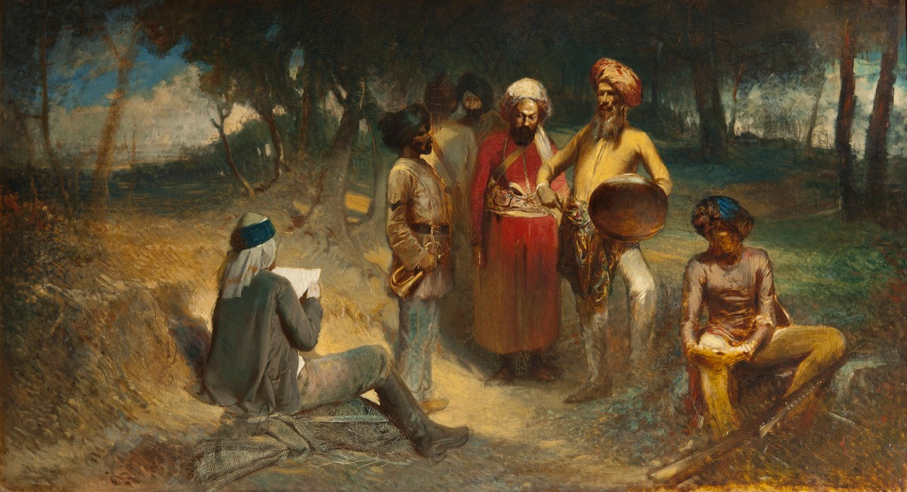 Examining the Spy. Motif from the Indian Mutiny, vintage artwork by Egron Sillif Lundgren, A3 (16x12") Poster Print