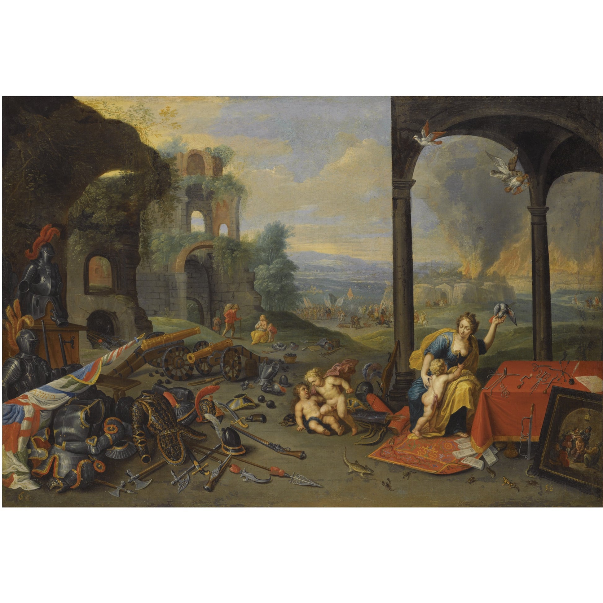 Allegory of War, vintage artwork by Jan van Kessel the Elder, 12x8" (A4) Poster