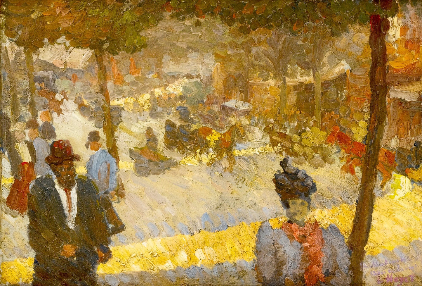 Paris. Sur les boulevards, vintage artwork by Louis Hayet, 12x8" (A4) Poster