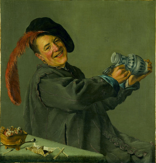 The Happy Drinker, vintage artwork by Judith Leyster, 12x8" (A4) Poster