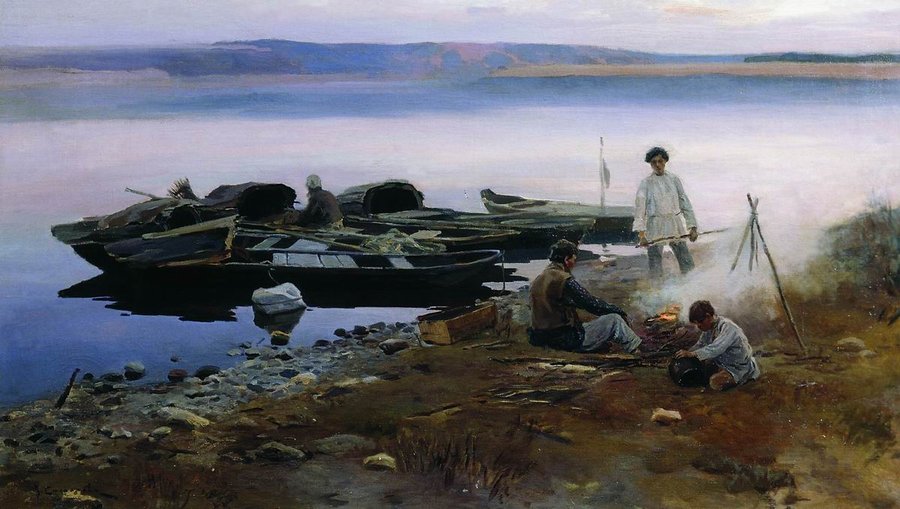 On the Volga, vintage artwork by Alexei Stepanov, 12x8" (A4) Poster