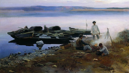 On the Volga, vintage artwork by Alexei Stepanov, 12x8" (A4) Poster