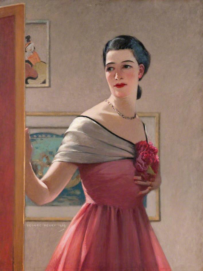 Mary in the Pink Dress, vintage artwork by George Henry, R.A., R.S.A., R.S.W., 12x8" (A4) Poster