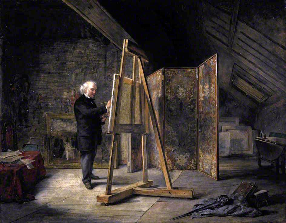 Sir George Harvey, Artist, in his Studio, vintage artwork by John Ballantyne, A3 (16x12") Poster Print