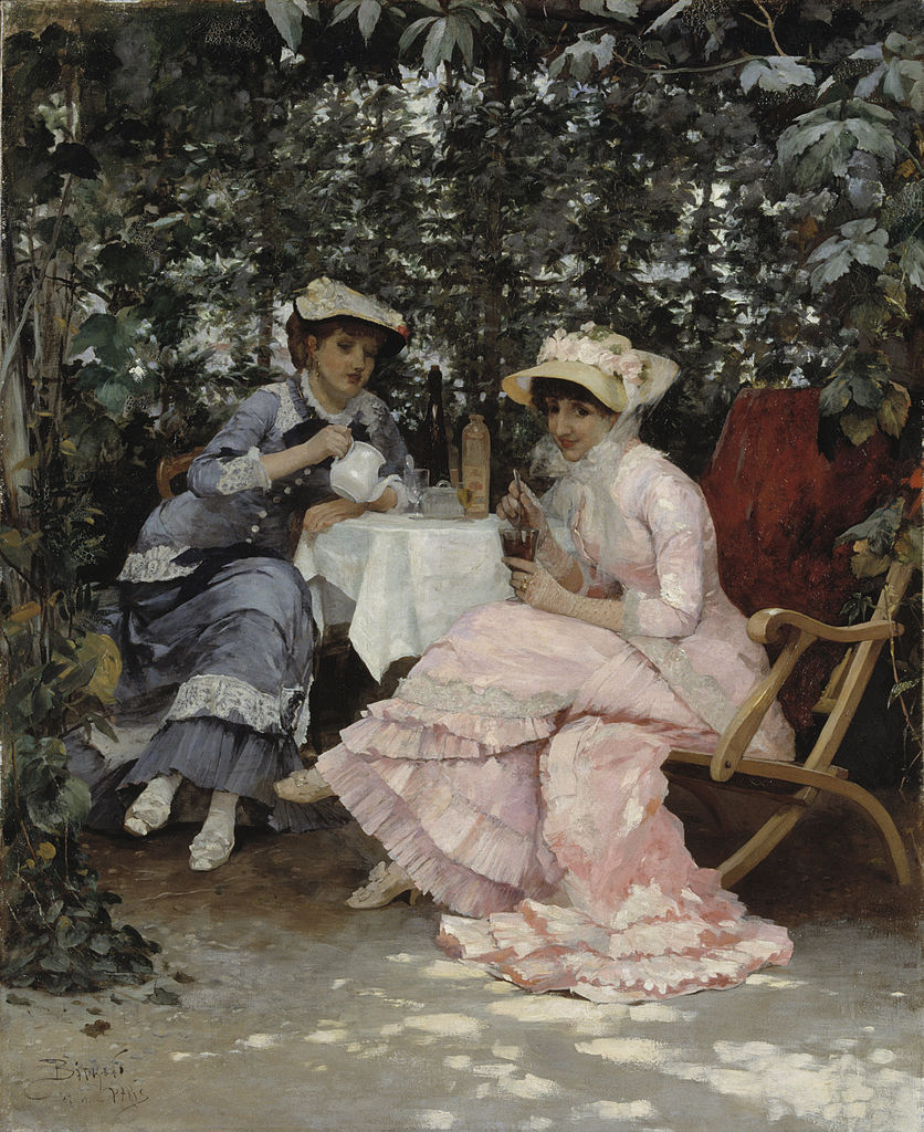 Sitting under the Arbour, vintage artwork by Hugo Birger, 12x8" (A4) Poster
