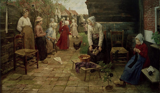 Arrival of the Organ Grinder, vintage artwork by Fritz von Uhde, 12x8" (A4) Poster