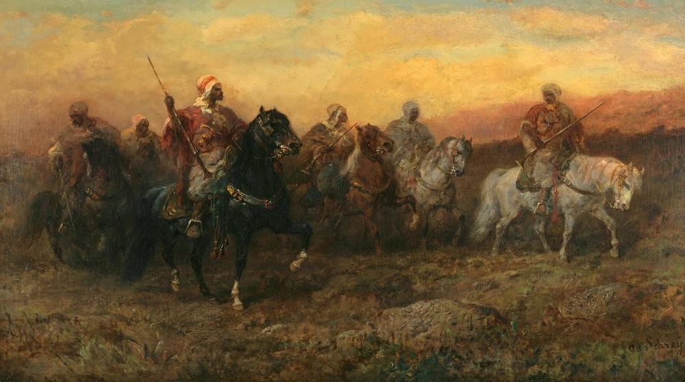 Bedouin Riders, vintage artwork by Adolf Christian Schreyer, 12x8" (A4) Poster