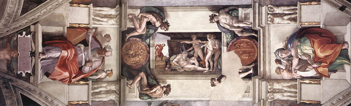 The first bay of the ceiling, vintage artwork by Michelangelo, A3 (16x12