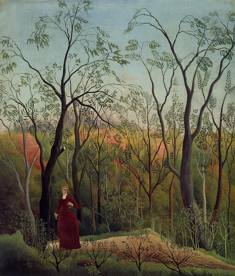 Forest Promenade, vintage artwork by Henri Rousseau, 12x8" (A4) Poster