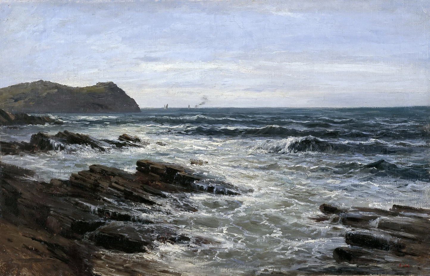 Cliffs, Guethay, vintage artwork by Carlos de Haes, 12x8" (A4) Poster