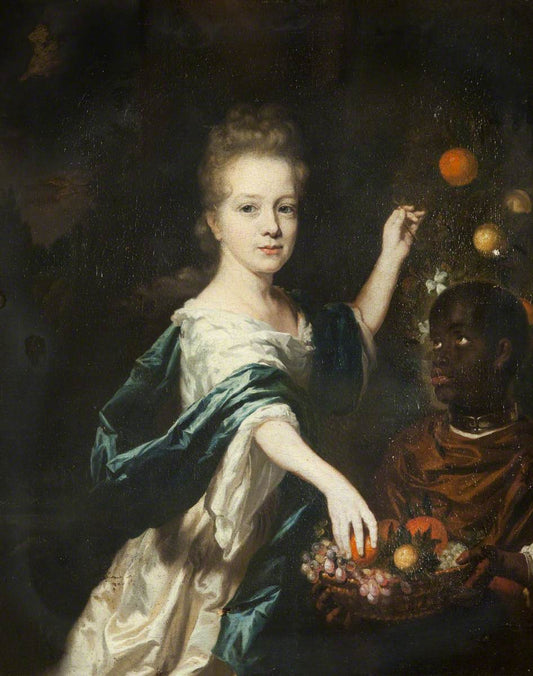 Lady and Attendant with Fruit, vintage artwork by Gerard Soest, 12x8" (A4) Poster