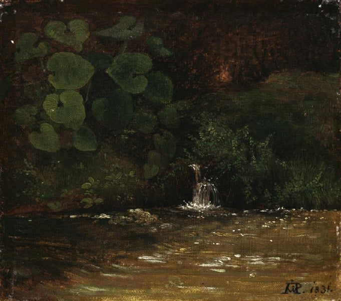 In the Forest (study), vintage artwork by Johann Wilhelm Preyer, A3 (16x12