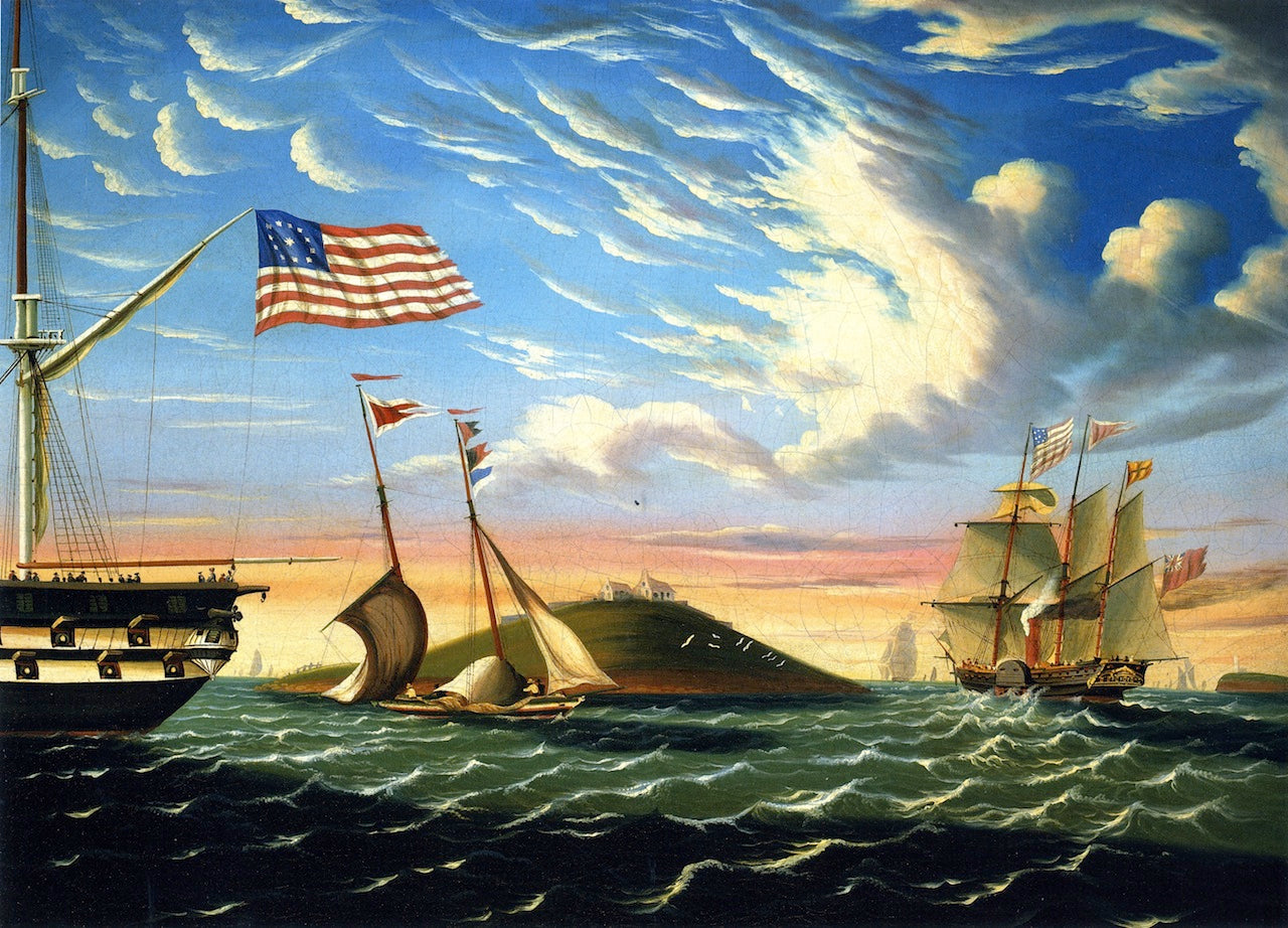 Boston Harbor, vintage artwork by Thomas Chambers, A3 (16x12") Poster Print